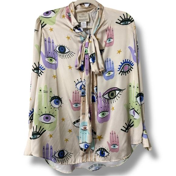 BULULU RESORT WEAR women’s size s/m fortune teller palm reader bohemian eyes - Picture 1 of 10